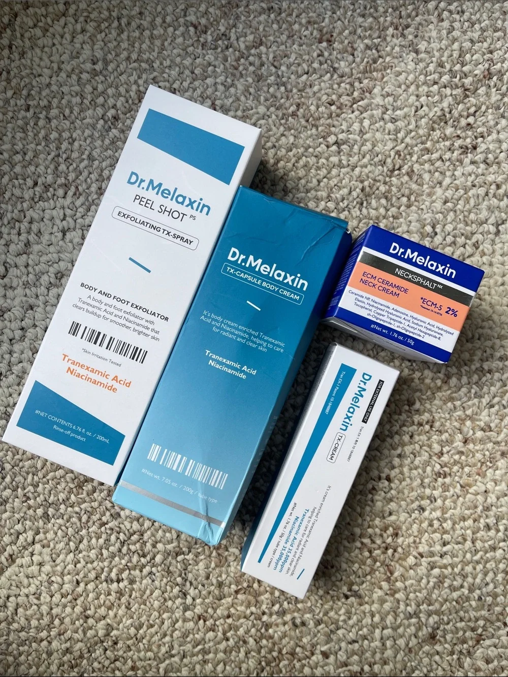 Dr.Melaxin TX-Capsule Body Cream, Peel Shot PS, Neck Cream
